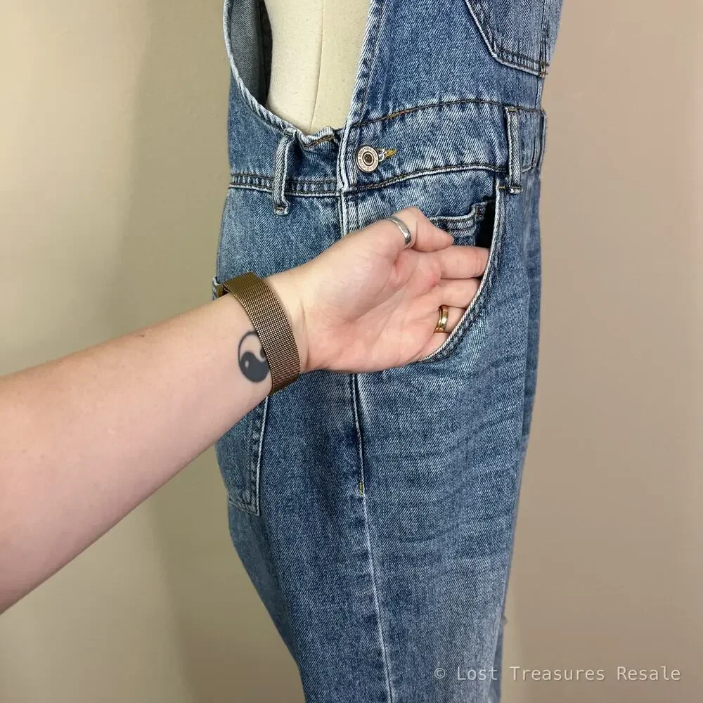 Free People | We The Free Distressed Baggy Denim Light Wash Blue Jean Overalls